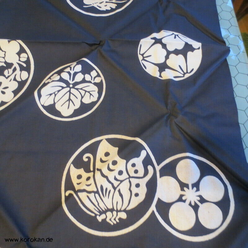Furoshiki, Mon auf blau, Vintage unbenutzt,