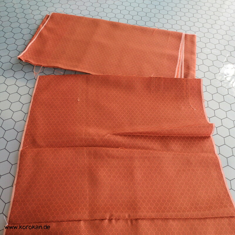 Seidenjacquard Kimono Stoffrest kleine gewebte Kikko in cognac