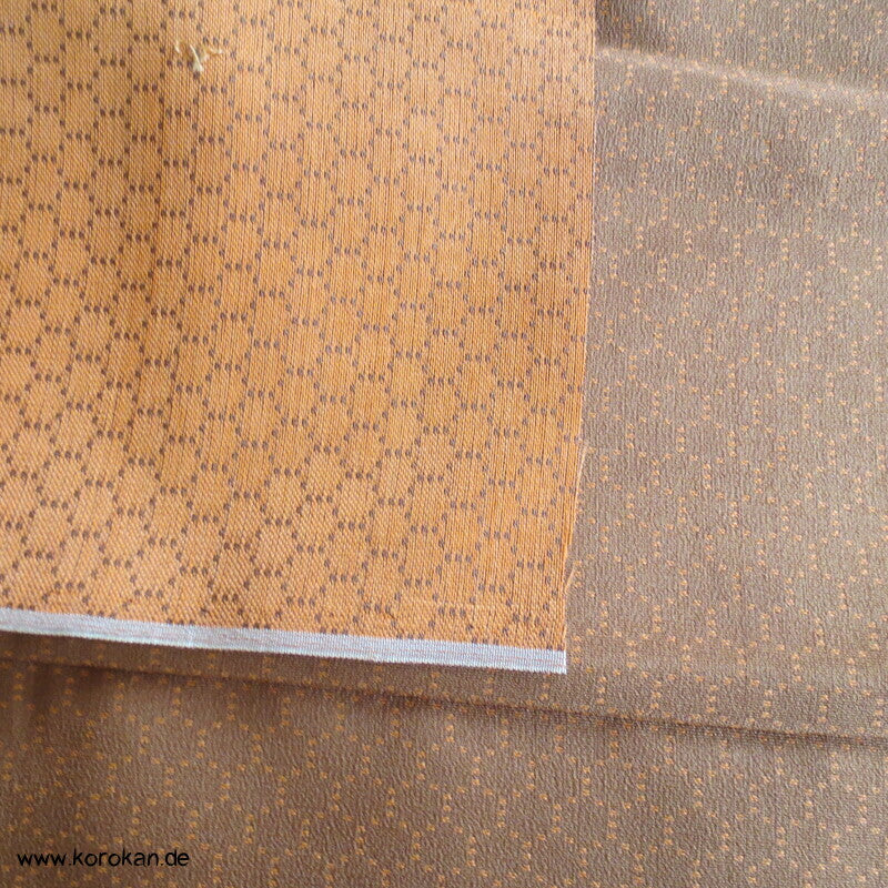Seidenjacquard Kimono Stoffrest kleine gewebte Kikko in cognac