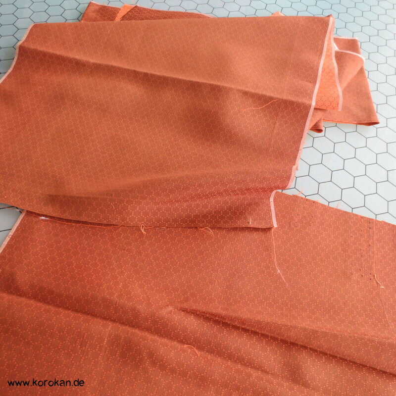 Seidenjacquard Kimono Stoffrest kleine gewebte Kikko in cognac