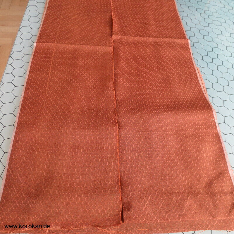 Seidenjacquard Kimono Stoffrest kleine gewebte Kikko in cognac