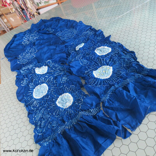 Full Shibori Seiden Kimono Schal, Kinder Sanyaku Obi