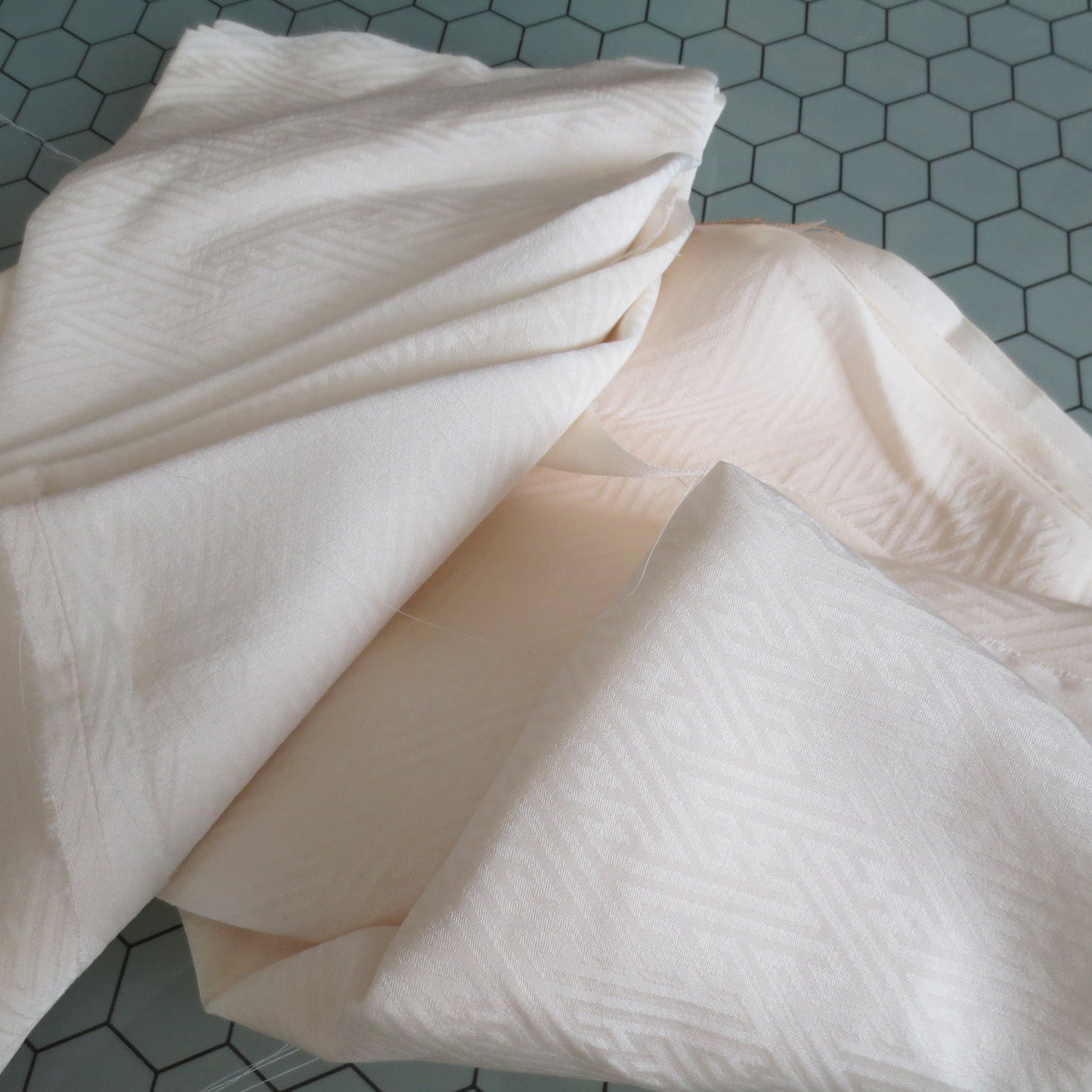 natur Sayagata Rinzu Damast Kimono Seiden Futter Stoff