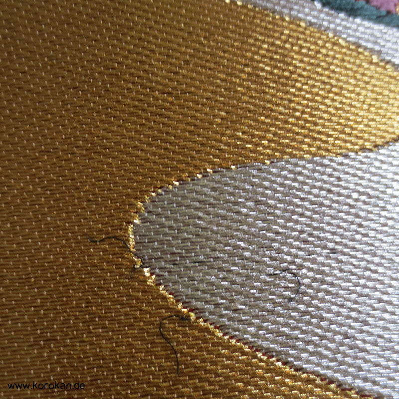 Fächer persimmon gold Fukuro Obi Seidenbrokat Kimonogürtel