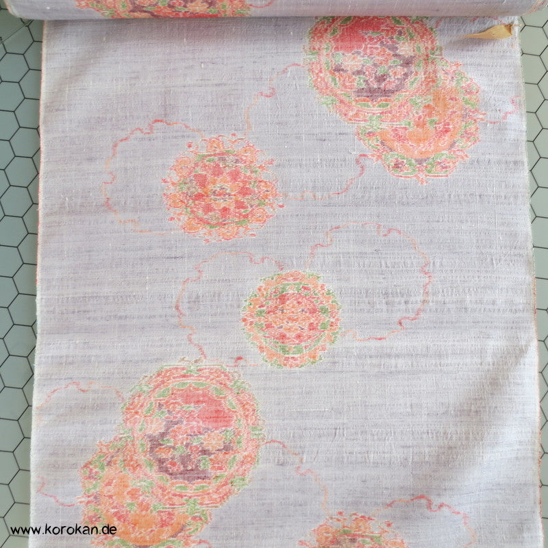 silbergrau mit Kasuri Spiegeln Kimono Seiden Tsumugi