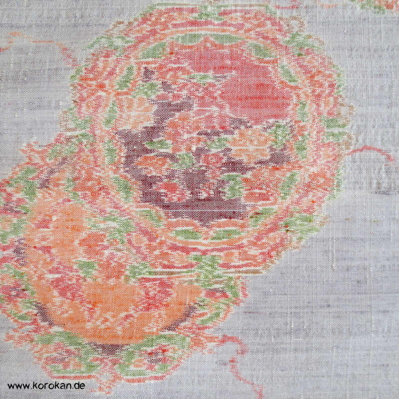 silbergrau mit Kasuri Spiegeln Kimono Seiden Tsumugi