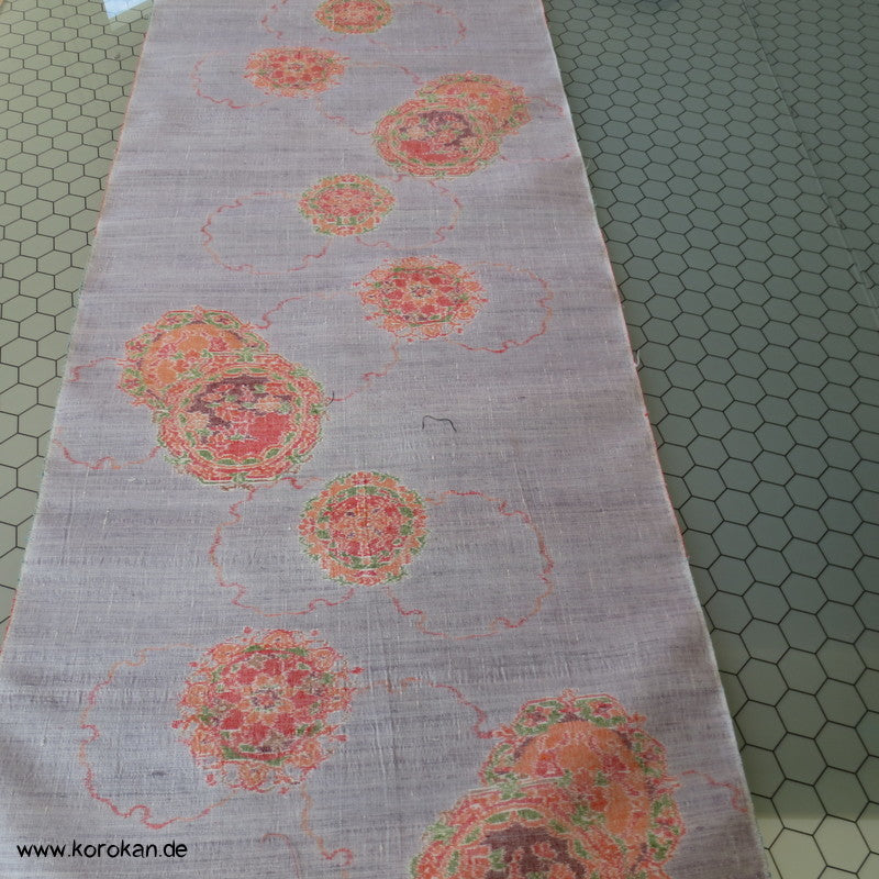 silbergrau mit Kasuri Spiegeln Kimono Seiden Tsumugi