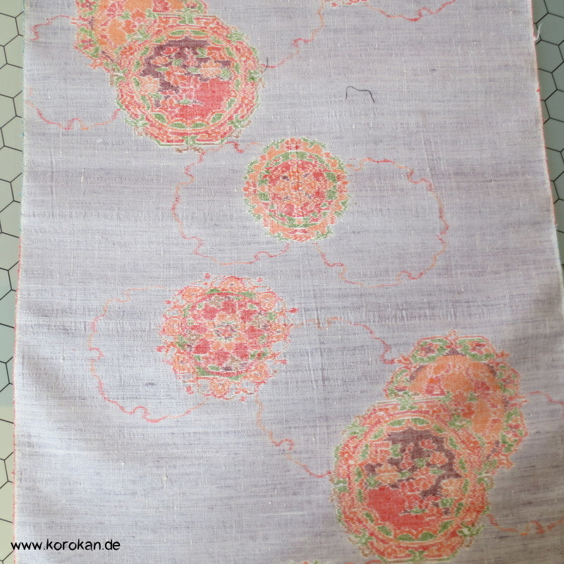 silbergrau mit Kasuri Spiegeln Kimono Seiden Tsumugi