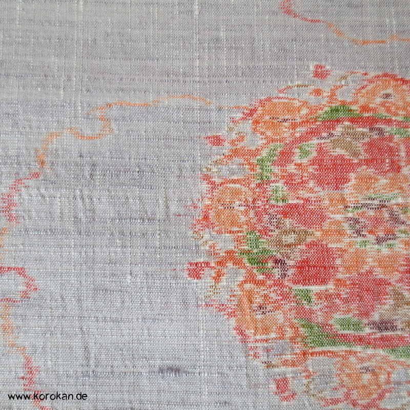 silbergrau mit Kasuri Spiegeln Kimono Seiden Tsumugi