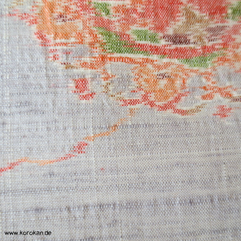 silbergrau mit Kasuri Spiegeln Kimono Seiden Tsumugi