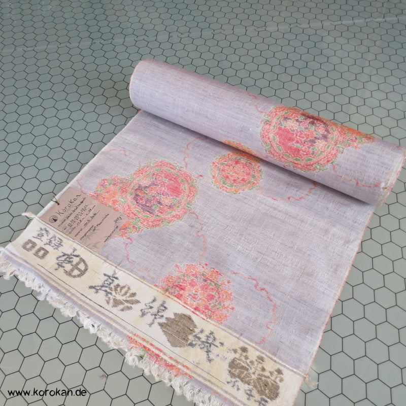 silbergrau mit Kasuri Spiegeln Kimono Seiden Tsumugi