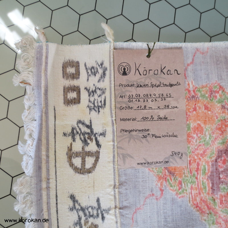 silbergrau mit Kasuri Spiegeln Kimono Seiden Tsumugi