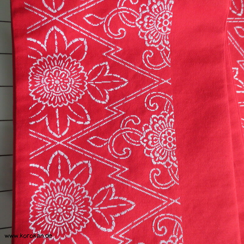 Han Haba Kimono Gürtel rot mit Blütenstreifen