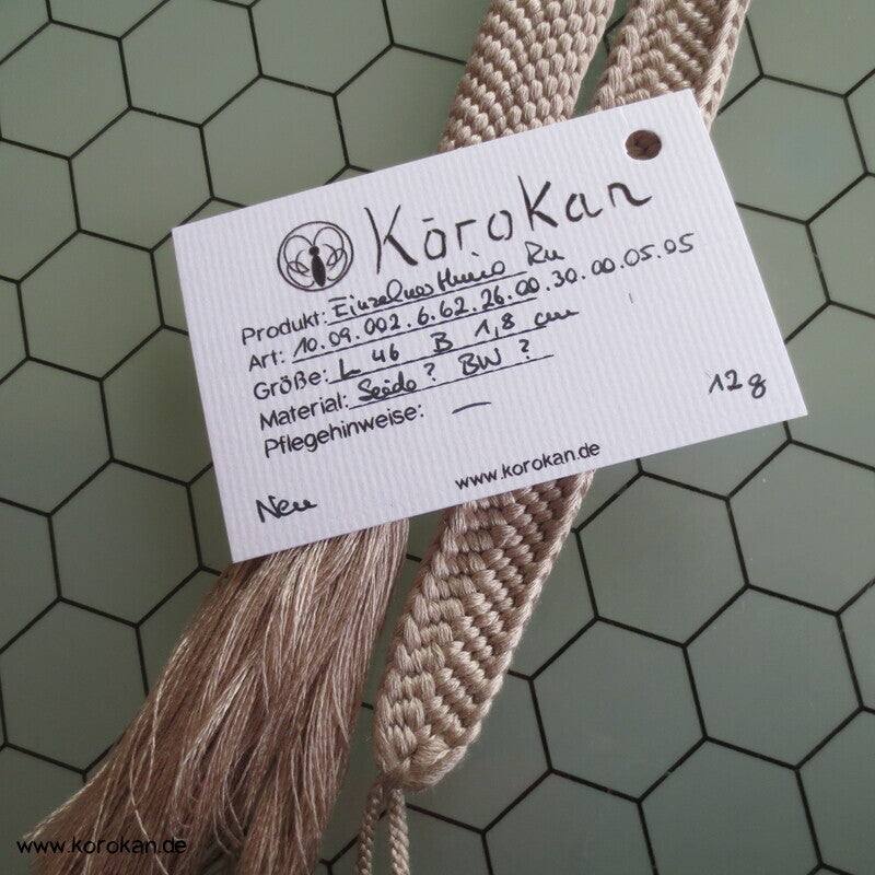 neues einzelnes Haori Himo handgeflochtene Seide, kieselgrau