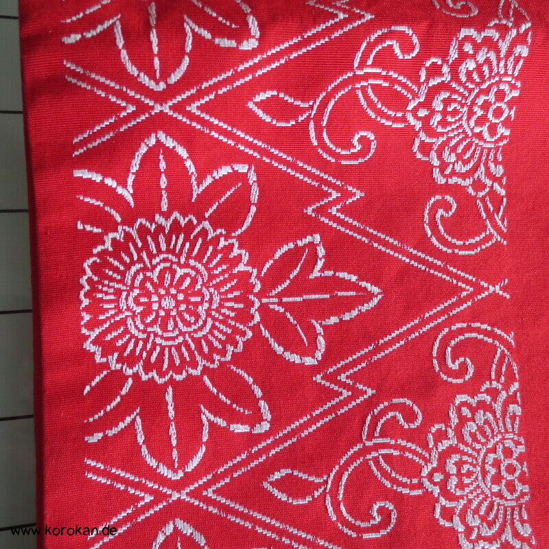 Han Haba Kimono Gürtel rot mit Blütenstreifen