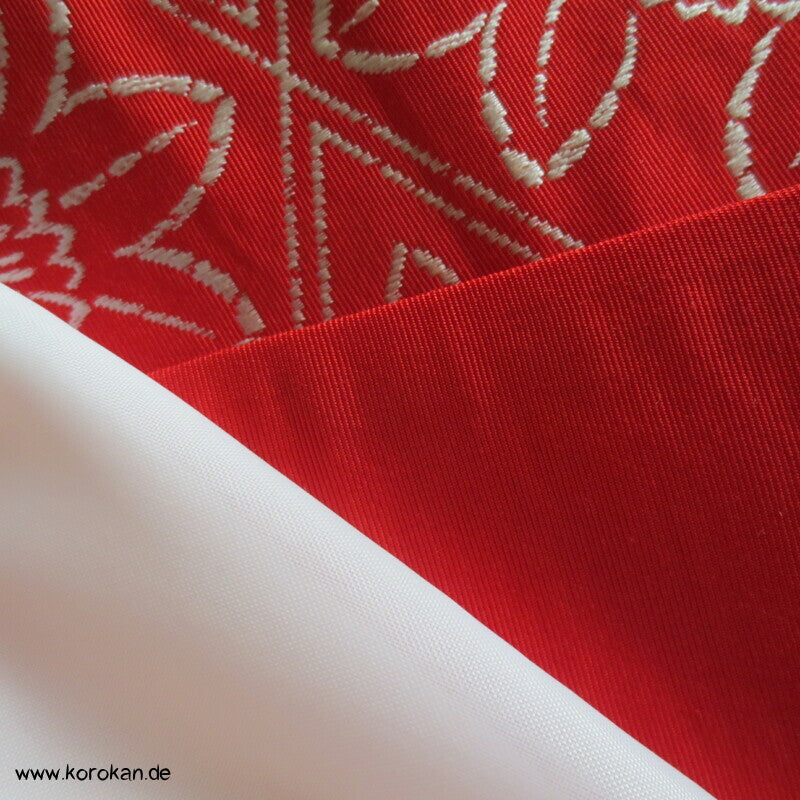 Han Haba Kimono Gürtel rot mit Blütenstreifen