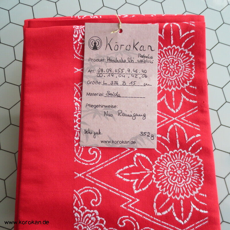 Han Haba Kimono Gürtel rot mit Blütenstreifen