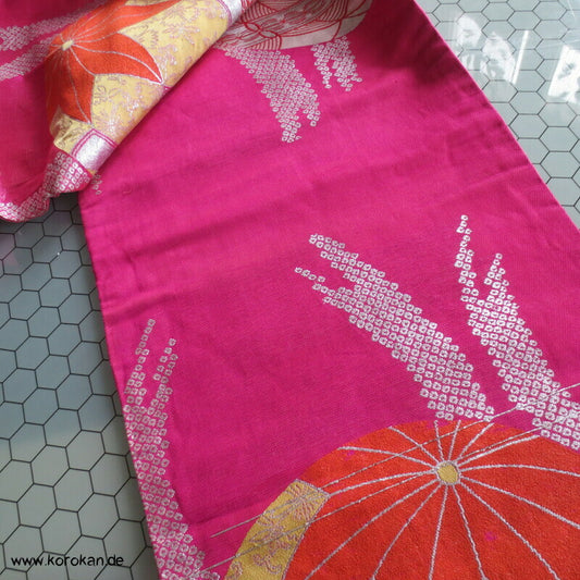 antiker Seiden Nagoya Obi, gewebter Temari Ball