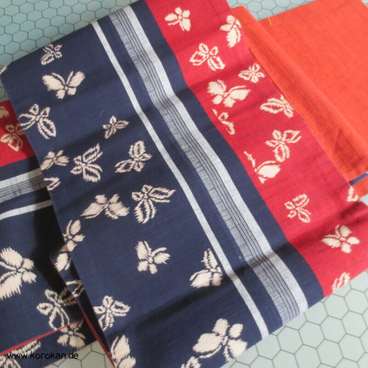 Kasuri Baumwolle Schmetterling Fukuro Obi