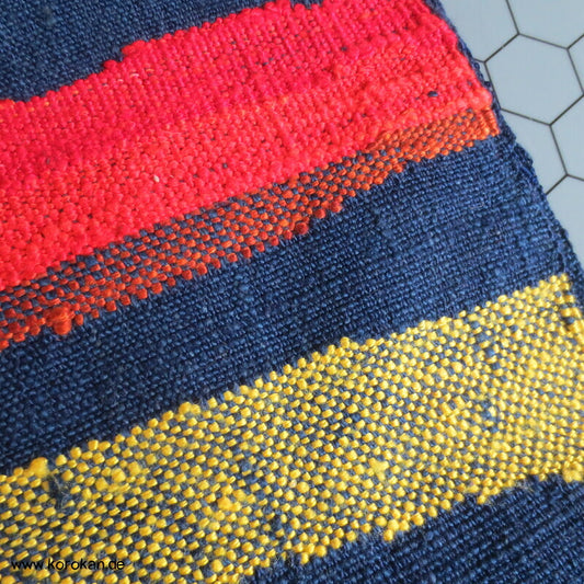 Primärfarben Nagoya Obi - grobe Mawata Tsumugi Seide, handgewebt