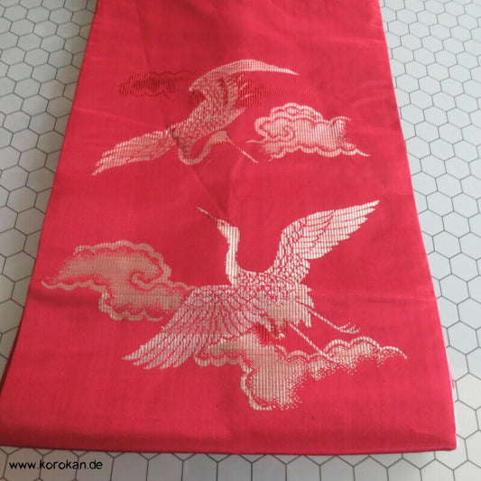 Nagoya Obi Seidenbrokat, Kraniche
