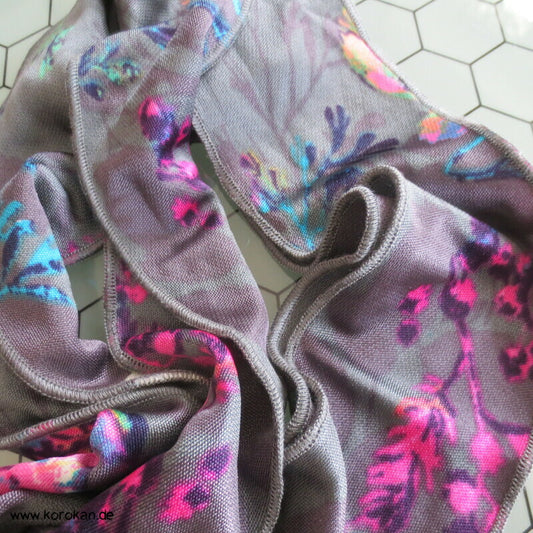 Himo Bindeband aus gewirkter Seide mit bunten Blüten - stretchig