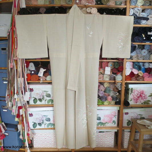 zarter heller Rho Seiden Hitoe Tsukesage Kimono, wie neu
