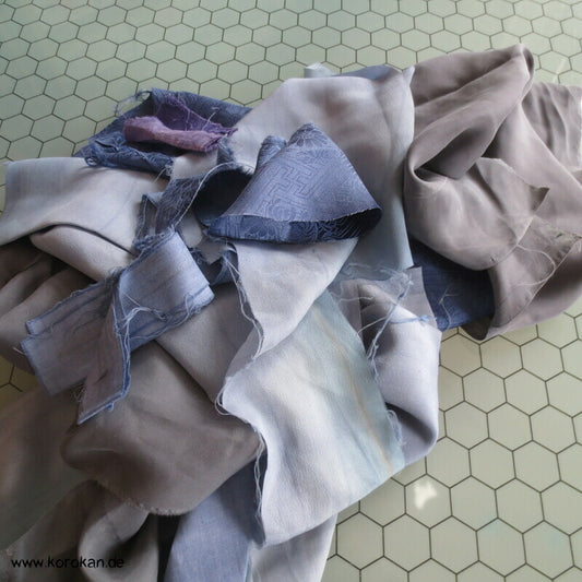 indigoblaue Kimono Seiden Stoffreste Beutel