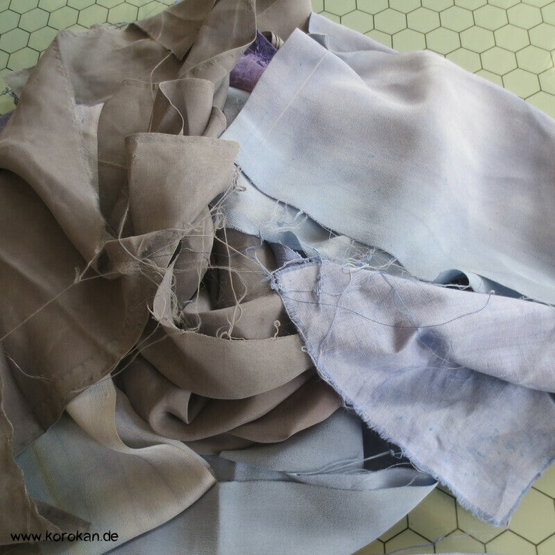 indigoblaue Kimono Seiden Stoffreste Beutel