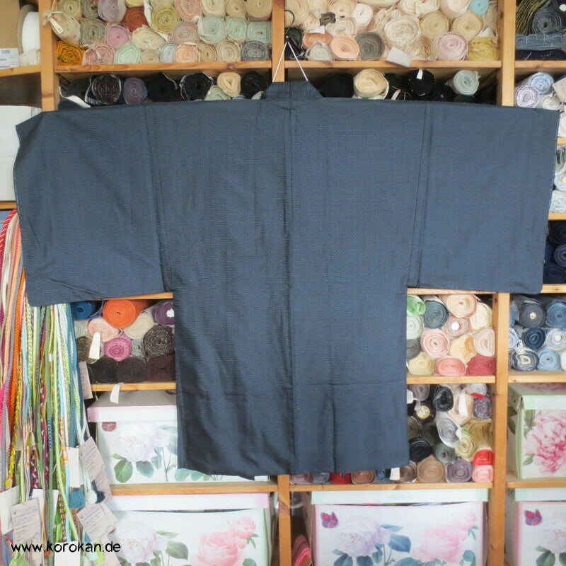blau hellblaue Tsumugi Seiden Kasuri Haori, Bildfutter