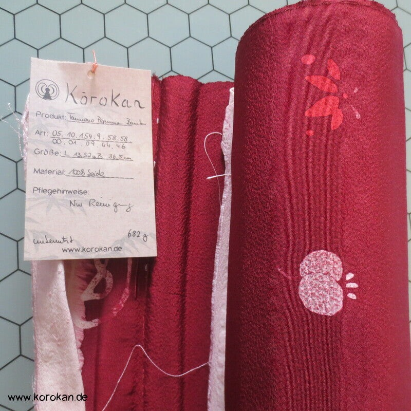 Bambus, Persimmon Kimono Chirimen Crepe Seide