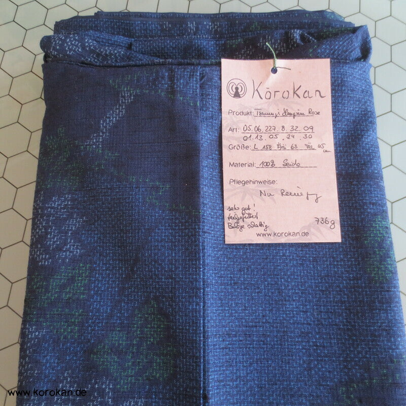 abstrakte Blumen Kasuri Tokamachi Tsumugi Seiden Kimono, teilgefüttert