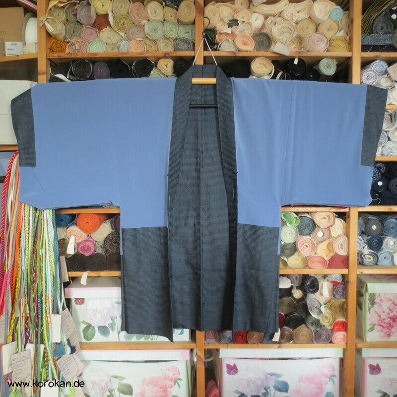 blau hellblaue Tsumugi Seiden Kasuri Haori, Bildfutter