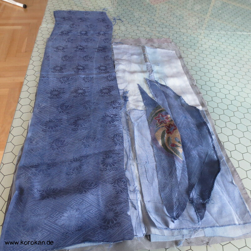 indigoblaue Kimono Seiden Stoffreste Beutel