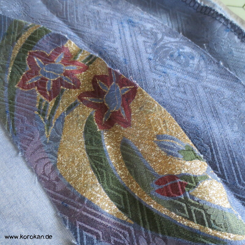 indigoblaue Kimono Seiden Stoffreste Beutel