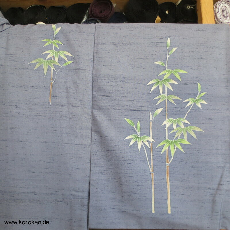 reservierter Bambus auf bleu Tsumugi Homongi Kimono