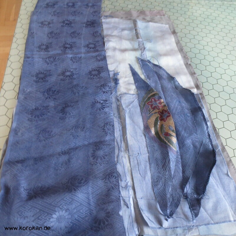 indigoblaue Kimono Seiden Stoffreste Beutel