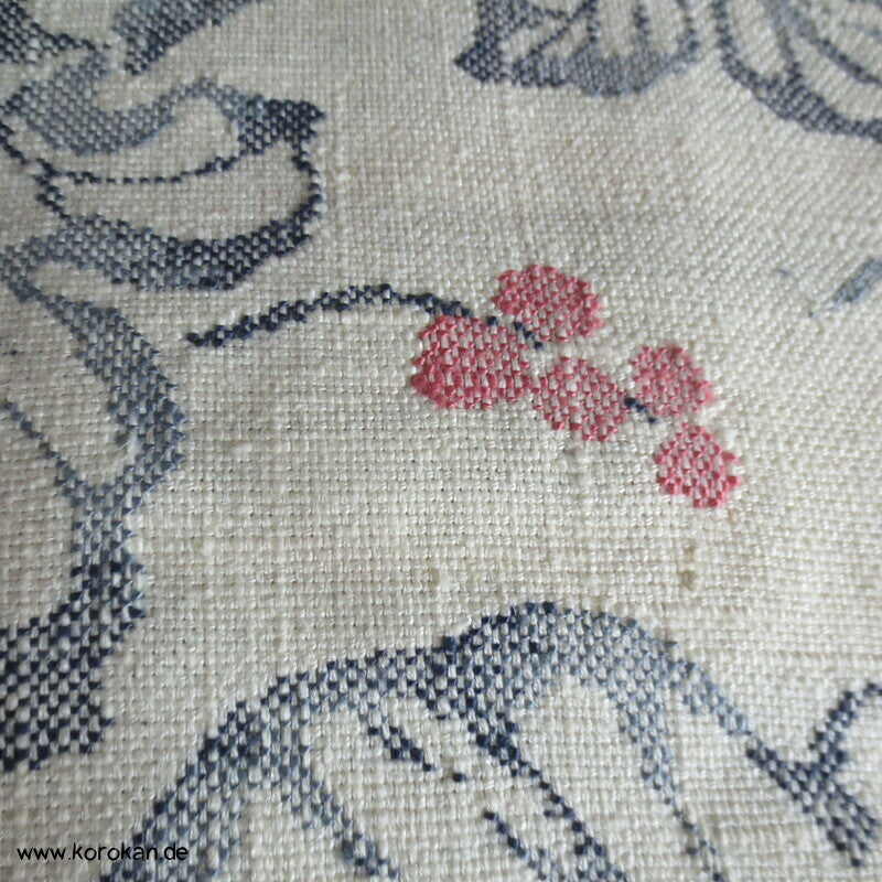 blaue Weinblätterranken Mawata Tsumugi Nagoya Obi