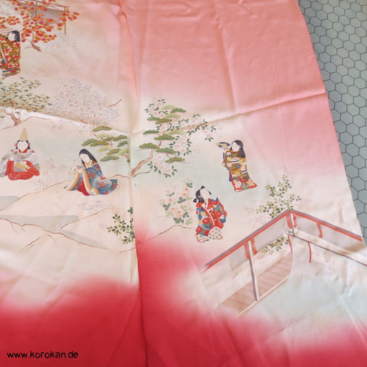 spielende Kinder Bild Panel Seide Stoffrest