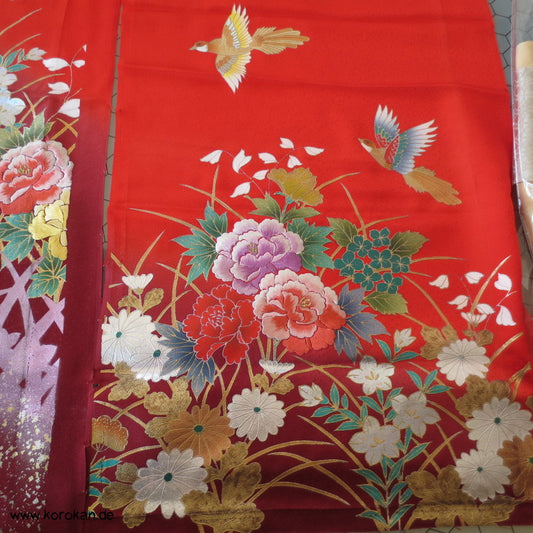 Päonien Gold und Stickerei Uchikake / Furisode Seide Stoffrest