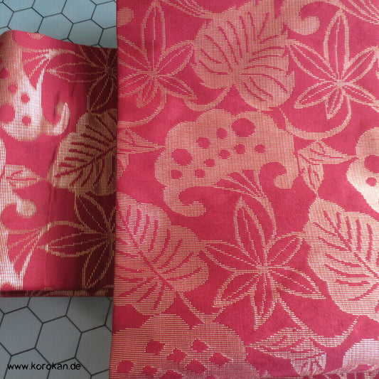 Nagoya Obi Seidenbrokat, Blätter dicht an dicht