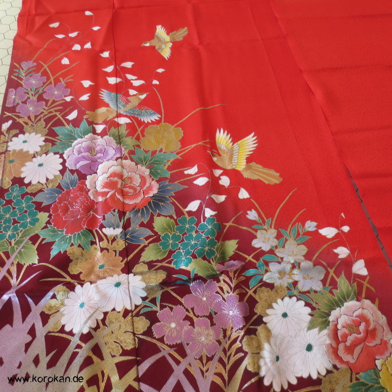 Päonien Gold und Stickerei Uchikake / Furisode Seide Stoffrest
