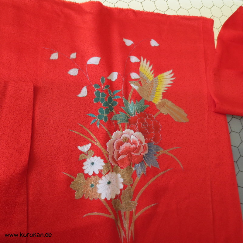 Päonien Gold und Stickerei Uchikake / Furisode Seide Stoffrest