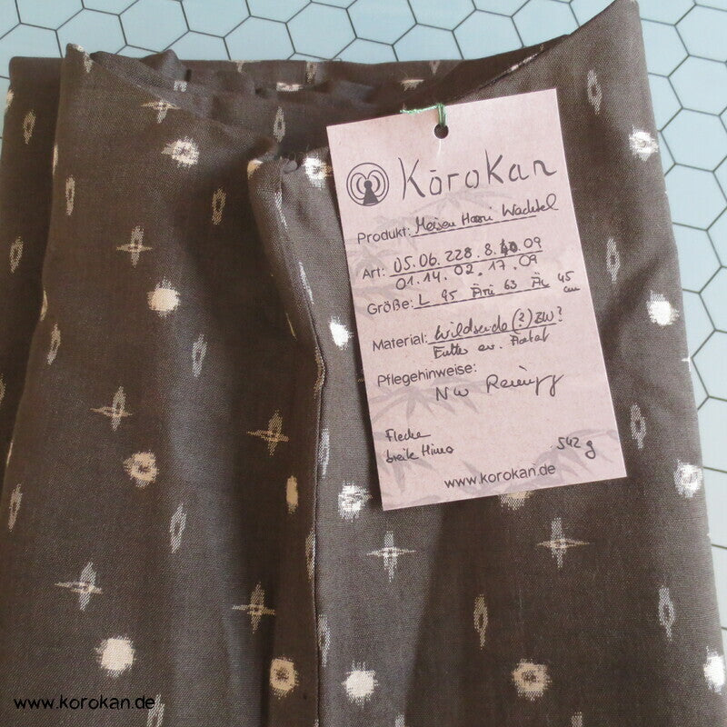 olivgraue Meisen Haori Kimono Jacke, Wachtel Futter, mit Himo