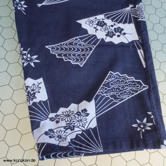 Hose aus Yukata Kimono Baumwolle mit Gummizug und Durchzugband, Gr. L
