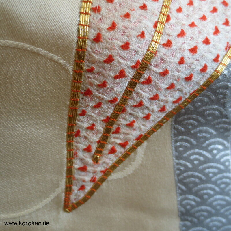 Bambus, Shibori Applikationen, goldbestickt Chu Furisode