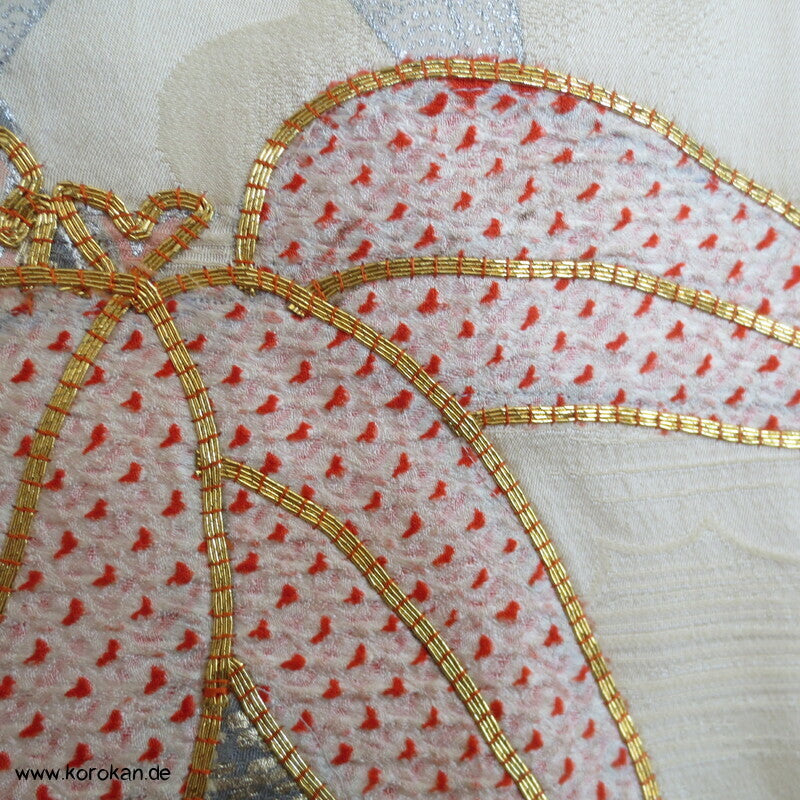 Bambus, Shibori Applikationen, goldbestickt Chu Furisode