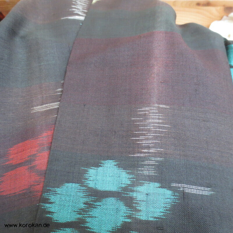 Art deco bunte Blumen auf dunklem Grund Meisen Seiden Kimono