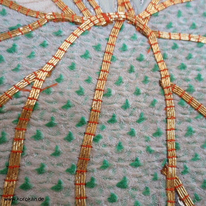 Bambus, Shibori Applikationen, goldbestickt Chu Furisode
