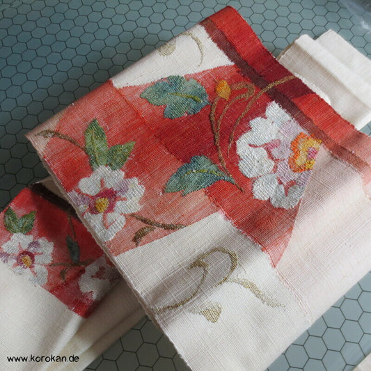 Blüten Nagoya Obi grob handgewebte Seide